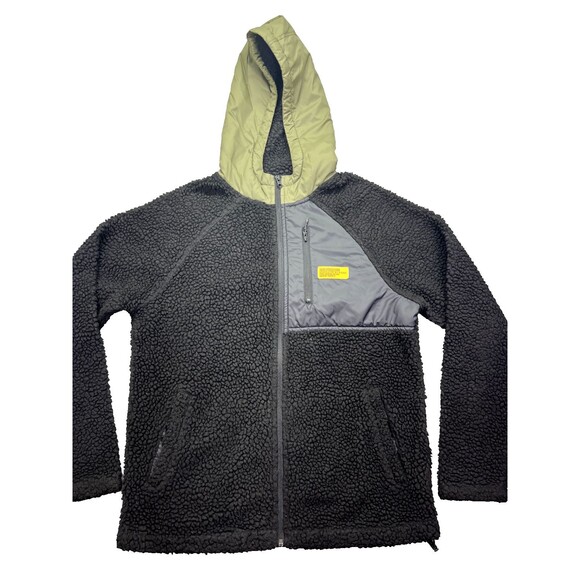 Vans‎ World Code Black/Green Fleece Sherpa Full-Zip Hoodie Jacket (Medium) - Picture 1 of 16